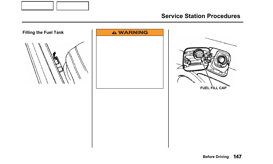 Service station procedures | Acura 2000 TL - Owner's Manual User Manual | Page 150 / 311