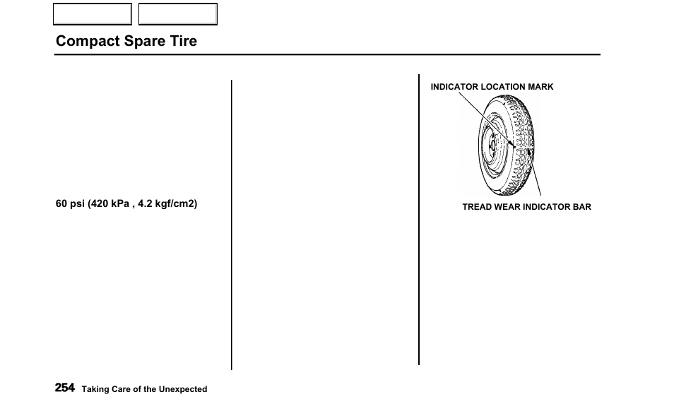 Compact spare tire | Acura 2000 TL - Owner's Manual User Manual | Page 257 / 311