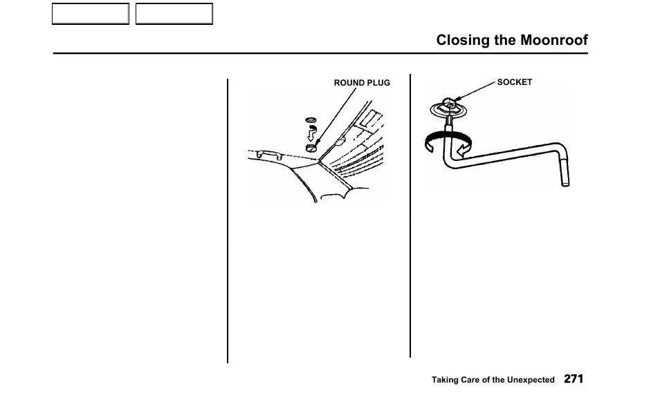 Closing the moonroof | Acura 2000 TL - Owner's Manual User Manual | Page 274 / 311