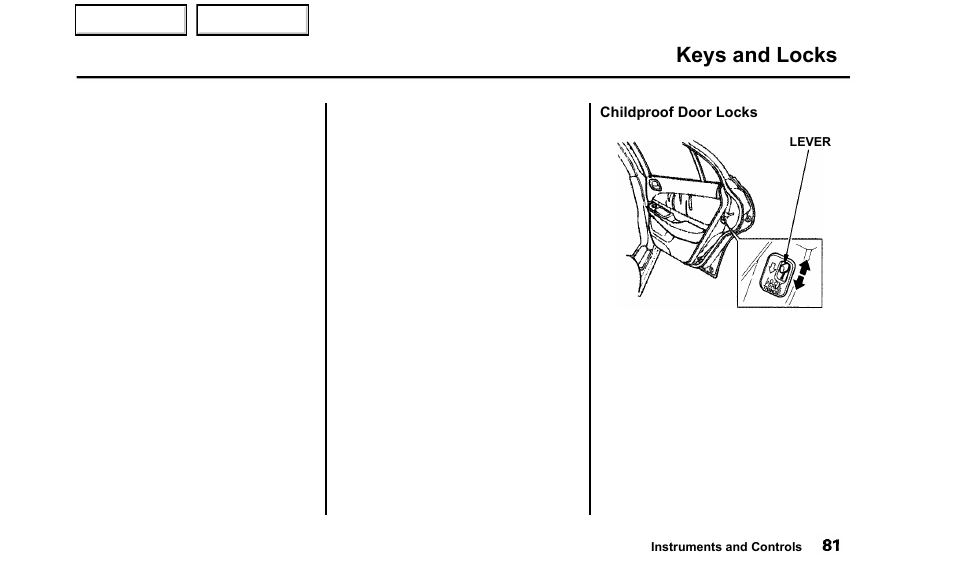 Keys and locks | Acura 2000 TL - Owner's Manual User Manual | Page 84 / 311