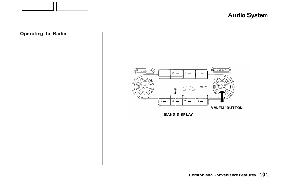 Audio system | Acura 2000 NSX - Owner's Manual User Manual | Page 104 / 304