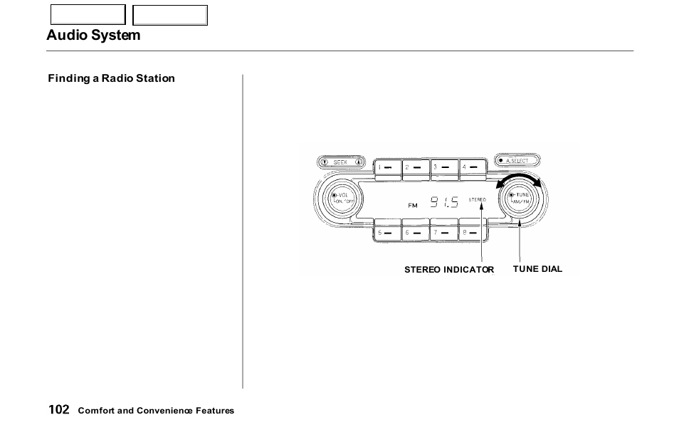 Audio system | Acura 2000 NSX - Owner's Manual User Manual | Page 105 / 304