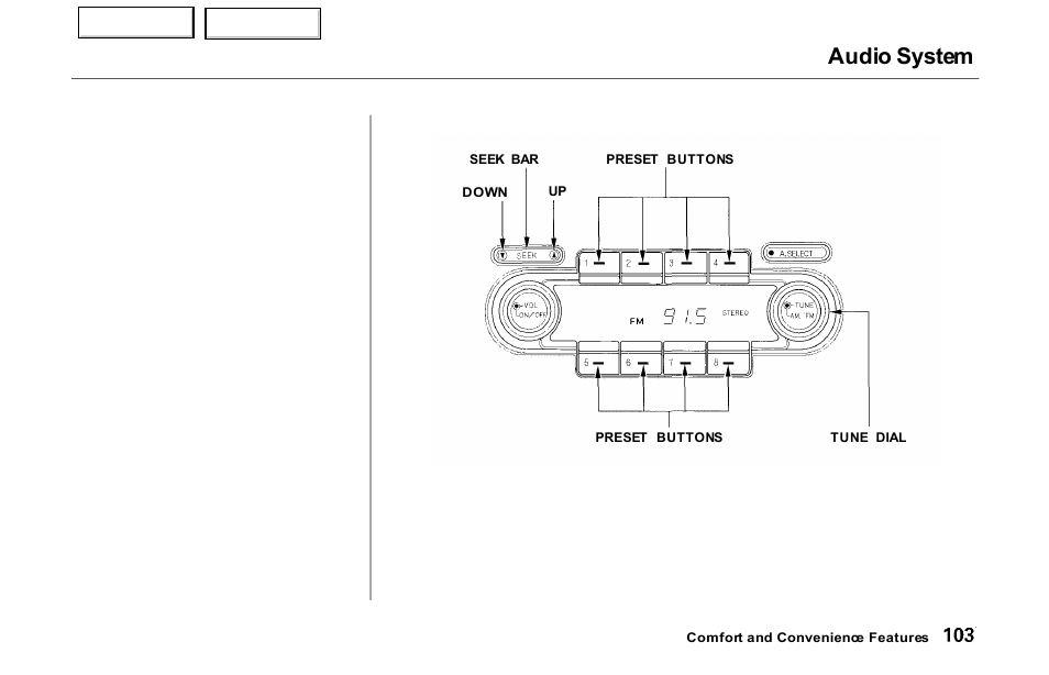 Audio system | Acura 2000 NSX - Owner's Manual User Manual | Page 106 / 304