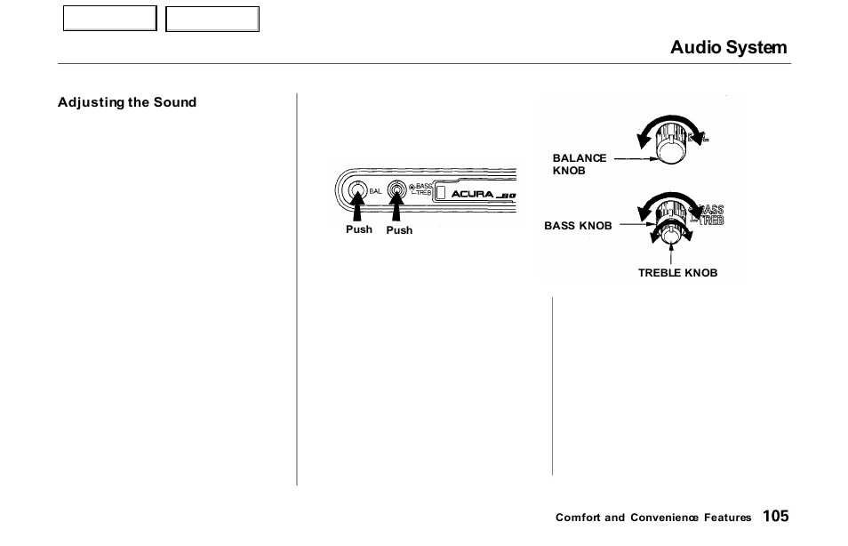 Audio system | Acura 2000 NSX - Owner's Manual User Manual | Page 108 / 304