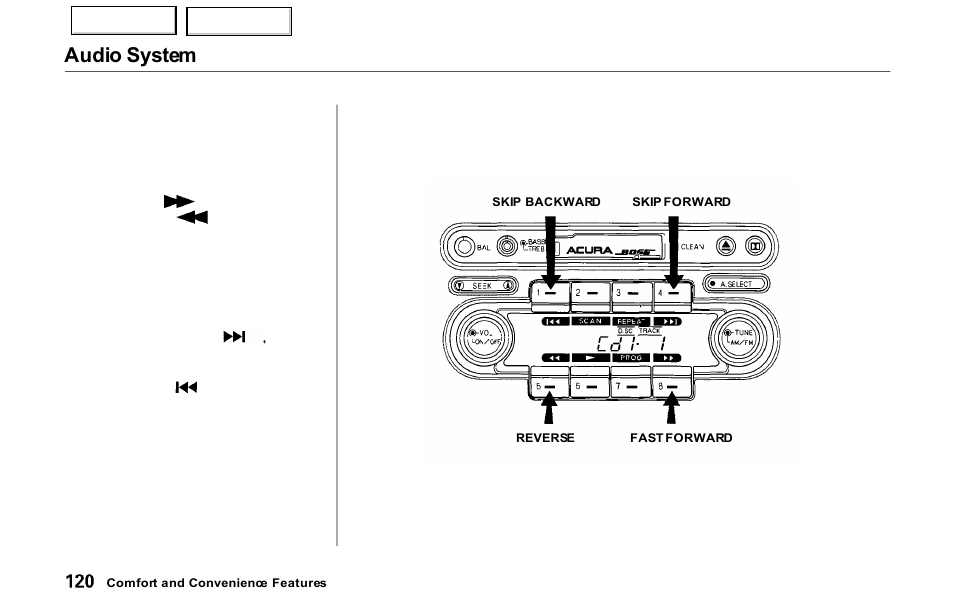 Audio system | Acura 2000 NSX - Owner's Manual User Manual | Page 123 / 304