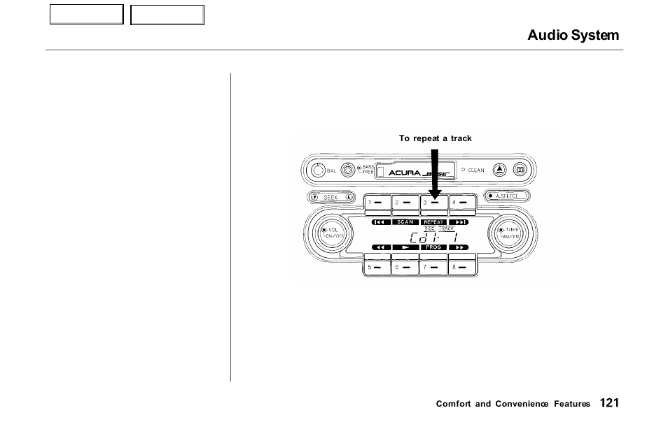 Audio system | Acura 2000 NSX - Owner's Manual User Manual | Page 124 / 304