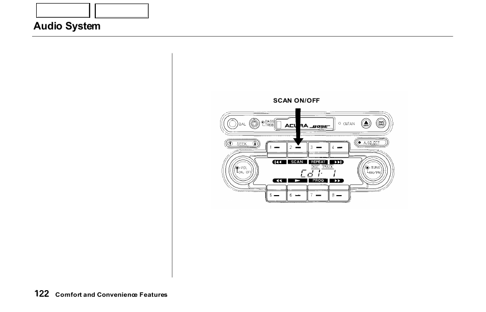 Audio system | Acura 2000 NSX - Owner's Manual User Manual | Page 125 / 304