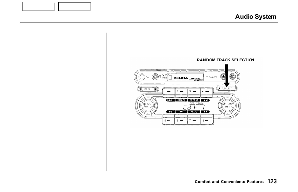 Audio system | Acura 2000 NSX - Owner's Manual User Manual | Page 126 / 304