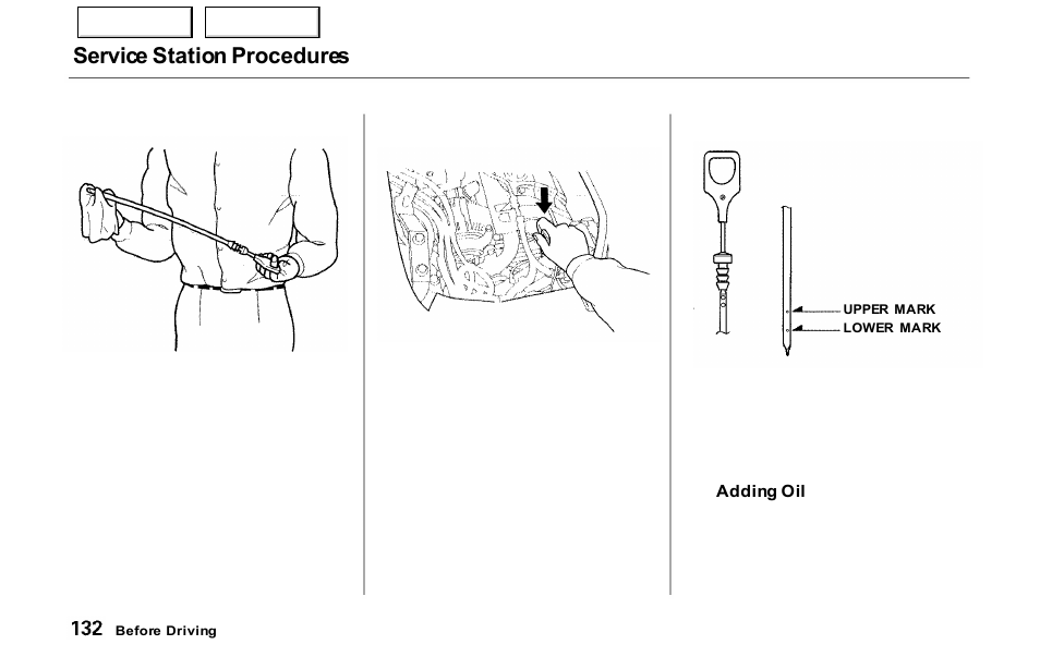Service station procedures | Acura 2000 NSX - Owner's Manual User Manual | Page 135 / 304