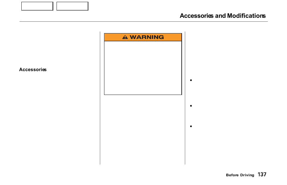 Accessories and modifications | Acura 2000 NSX - Owner's Manual User Manual | Page 140 / 304