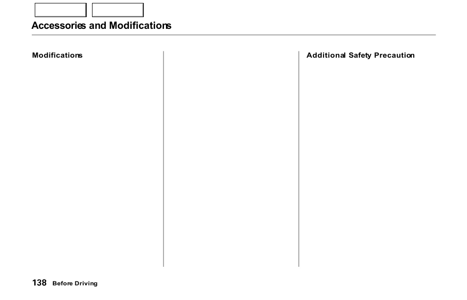 Accessories and modifications | Acura 2000 NSX - Owner's Manual User Manual | Page 141 / 304