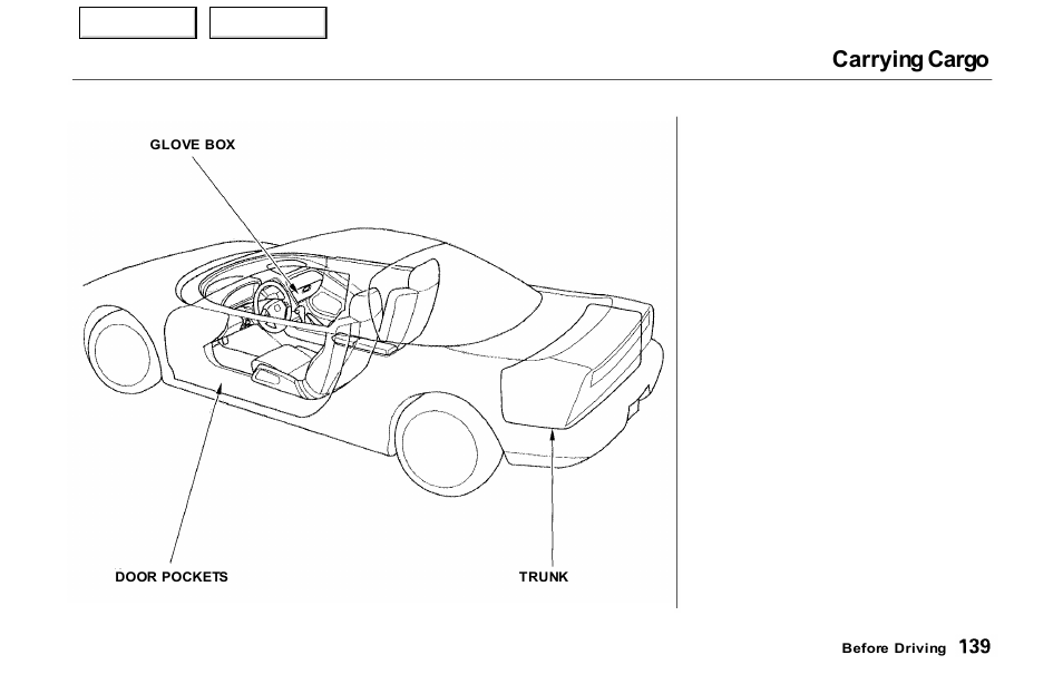 Carrying cargo | Acura 2000 NSX - Owner's Manual User Manual | Page 142 / 304