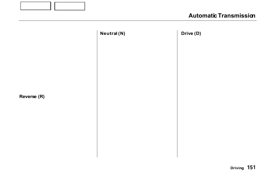 Automatic transmission | Acura 2000 NSX - Owner's Manual User Manual | Page 154 / 304