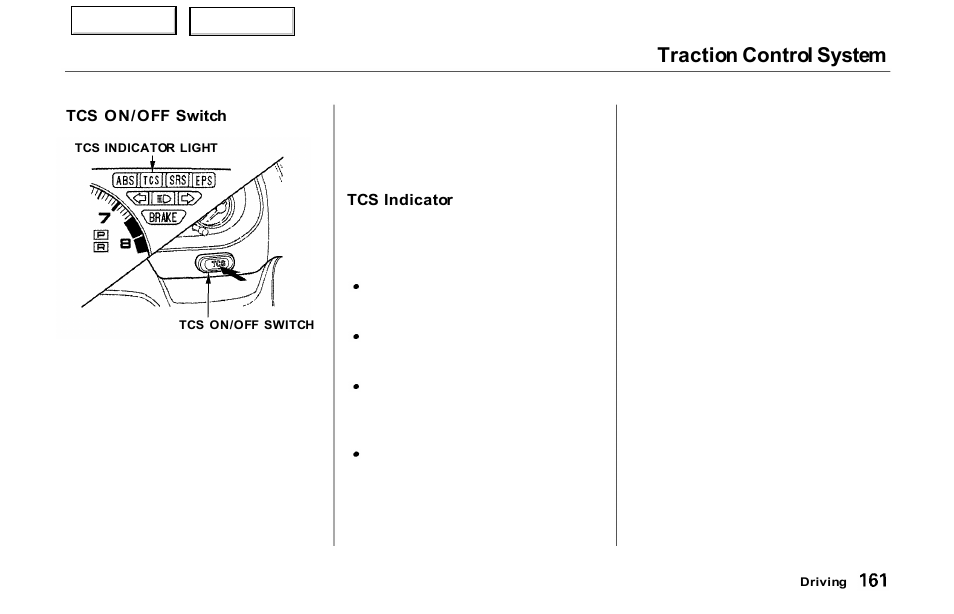 Indicator, Traction control system | Acura 2000 NSX - Owner's Manual User Manual | Page 164 / 304