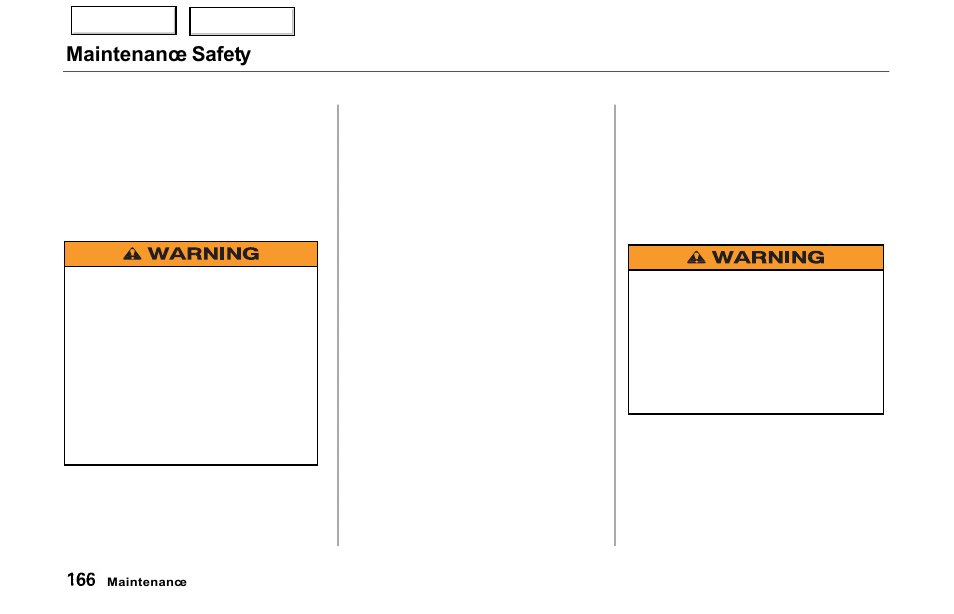 Maintenance safety | Acura 2000 NSX - Owner's Manual User Manual | Page 169 / 304