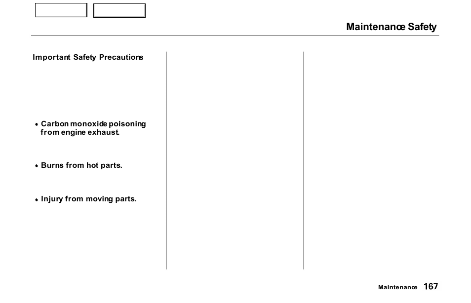 Maintenance safety | Acura 2000 NSX - Owner's Manual User Manual | Page 170 / 304