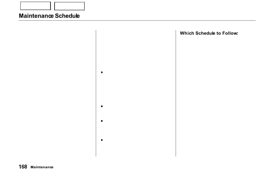 Maintenance schedule | Acura 2000 NSX - Owner's Manual User Manual | Page 171 / 304