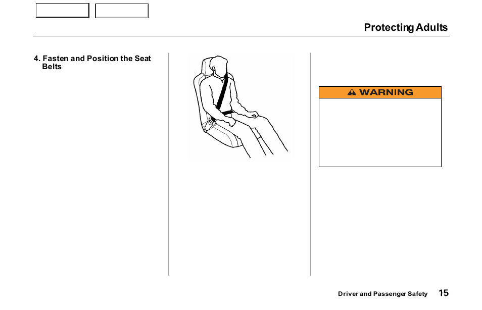 Protecting adults | Acura 2000 NSX - Owner's Manual User Manual | Page 18 / 304