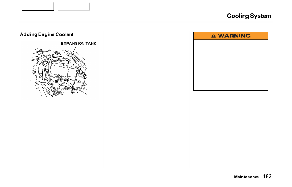 Cooling system | Acura 2000 NSX - Owner's Manual User Manual | Page 186 / 304