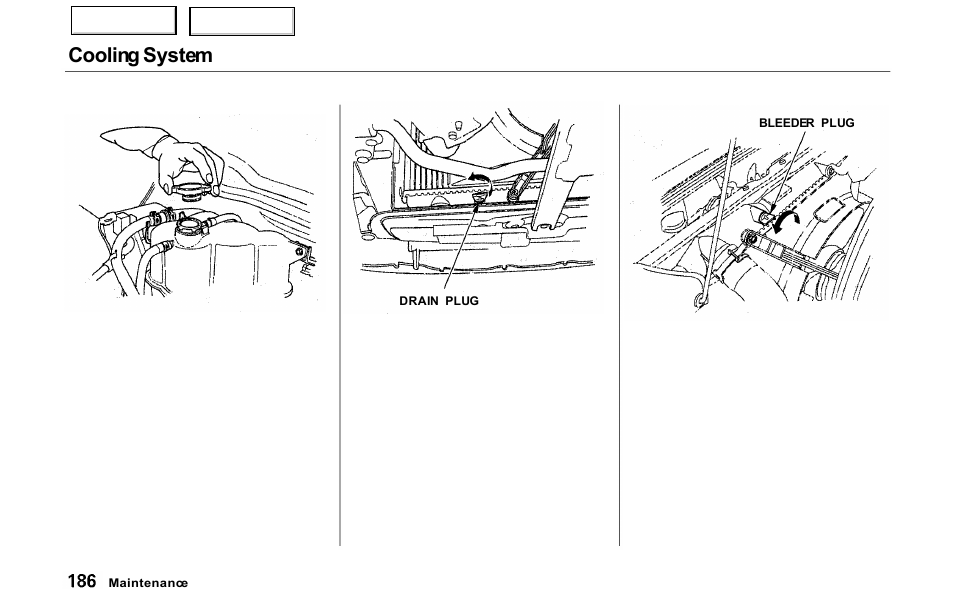 Cooling system | Acura 2000 NSX - Owner's Manual User Manual | Page 189 / 304