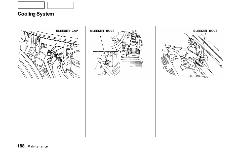 Cooling system | Acura 2000 NSX - Owner's Manual User Manual | Page 191 / 304