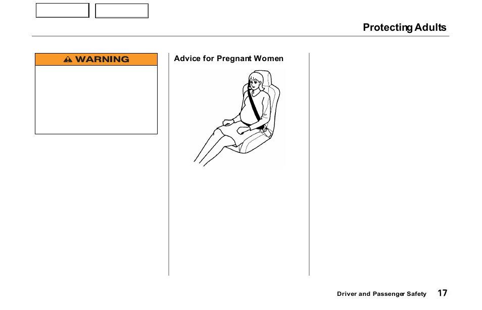 Protecting adults | Acura 2000 NSX - Owner's Manual User Manual | Page 20 / 304