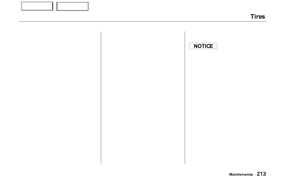 Tires | Acura 2000 NSX - Owner's Manual User Manual | Page 216 / 304