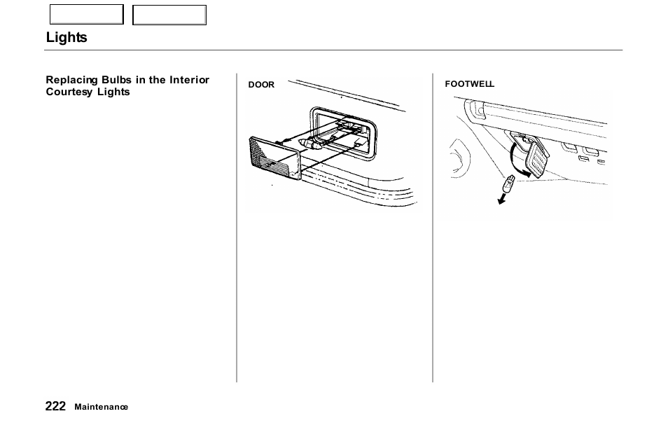 Lights | Acura 2000 NSX - Owner's Manual User Manual | Page 225 / 304