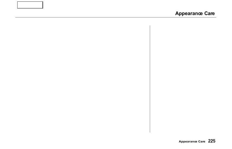 Appearance care | Acura 2000 NSX - Owner's Manual User Manual | Page 228 / 304