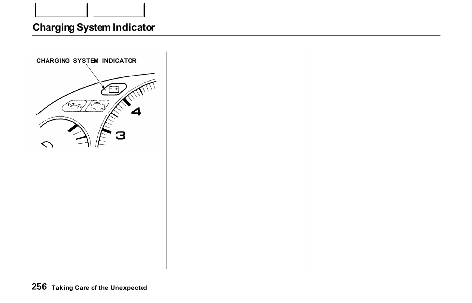 Charging system indicator | Acura 2000 NSX - Owner's Manual User Manual | Page 259 / 304