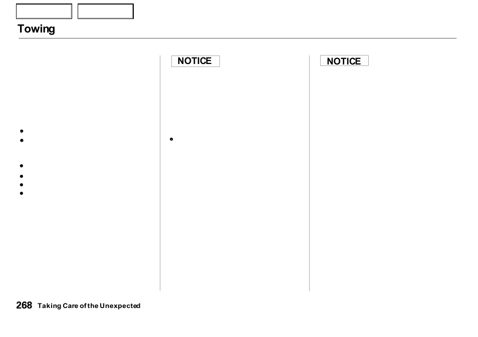 Towing | Acura 2000 NSX - Owner's Manual User Manual | Page 271 / 304