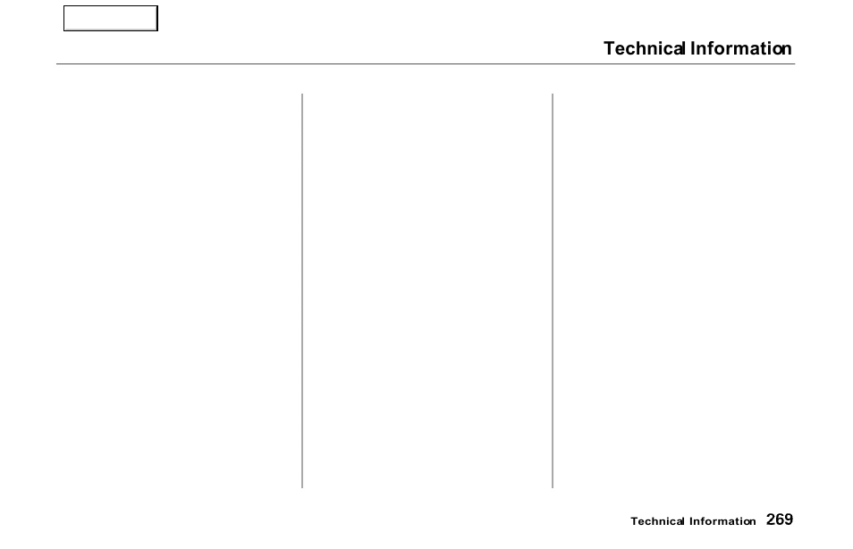 Technical information | Acura 2000 NSX - Owner's Manual User Manual | Page 272 / 304