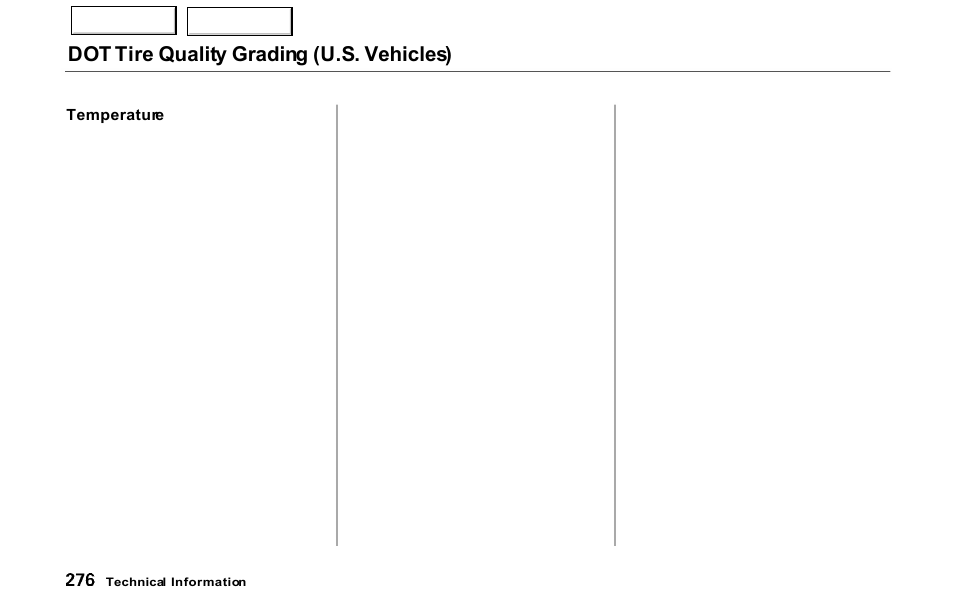 Dot tire quality grading (u.s. vehicles) | Acura 2000 NSX - Owner's Manual User Manual | Page 279 / 304