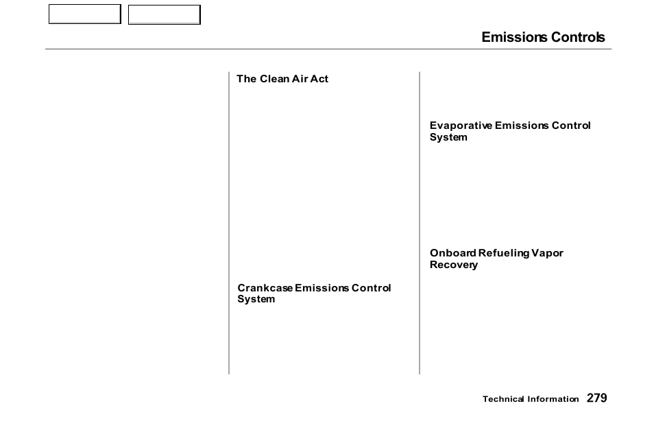 System, Emissions controls | Acura 2000 NSX - Owner's Manual User Manual | Page 282 / 304
