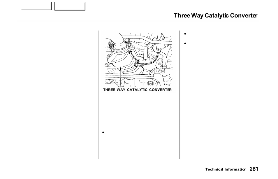 Three way catalytic converter | Acura 2000 NSX - Owner's Manual User Manual | Page 284 / 304