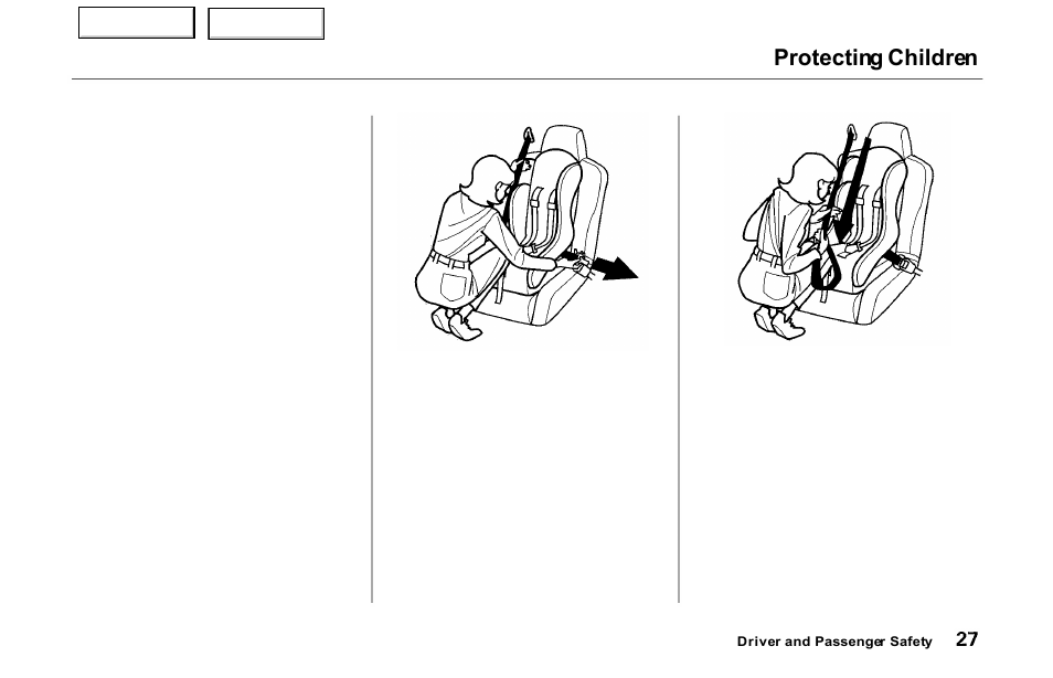 Protecting children | Acura 2000 NSX - Owner's Manual User Manual | Page 30 / 304