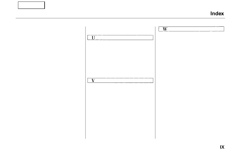 Index | Acura 2000 NSX - Owner's Manual User Manual | Page 302 / 304