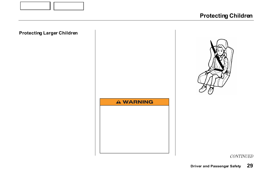 Protecting children | Acura 2000 NSX - Owner's Manual User Manual | Page 32 / 304