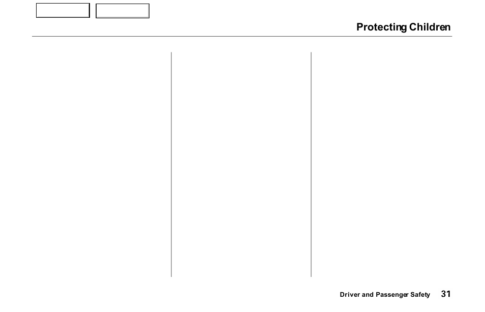 Protecting children | Acura 2000 NSX - Owner's Manual User Manual | Page 34 / 304