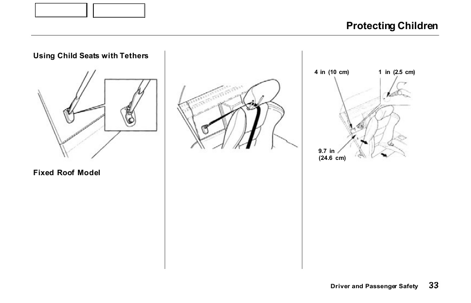 Protecting children | Acura 2000 NSX - Owner's Manual User Manual | Page 36 / 304