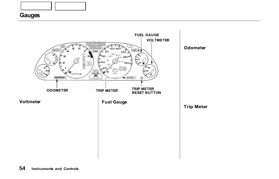 Gauges | Acura 2000 NSX - Owner's Manual User Manual | Page 57 / 304