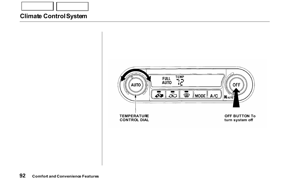 Climate control system | Acura 2000 NSX - Owner's Manual User Manual | Page 95 / 304