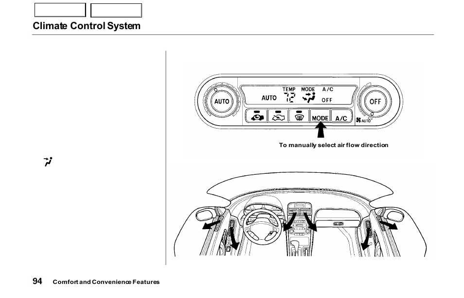 Climate control system | Acura 2000 NSX - Owner's Manual User Manual | Page 97 / 304