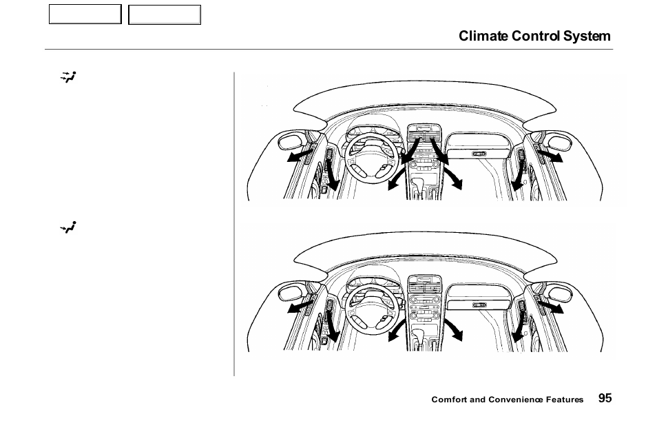 Climate control system | Acura 2000 NSX - Owner's Manual User Manual | Page 98 / 304