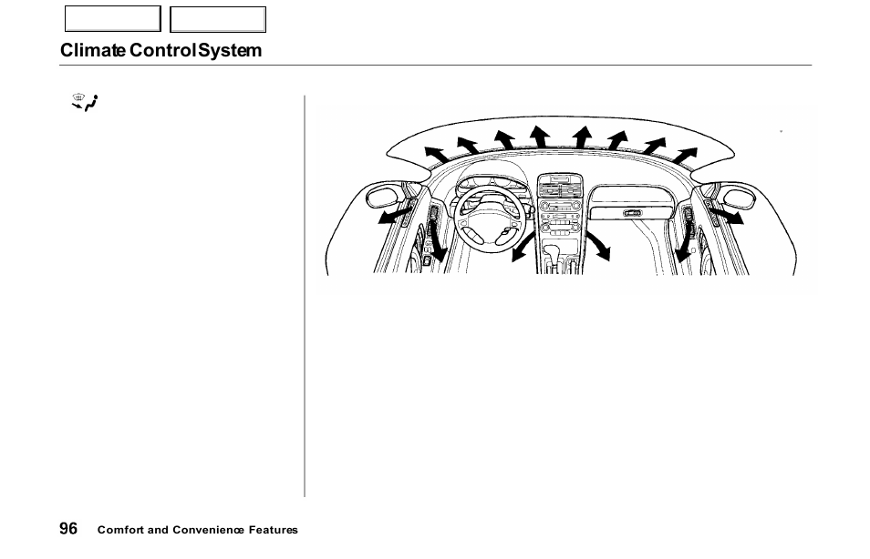 Climate control system | Acura 2000 NSX - Owner's Manual User Manual | Page 99 / 304