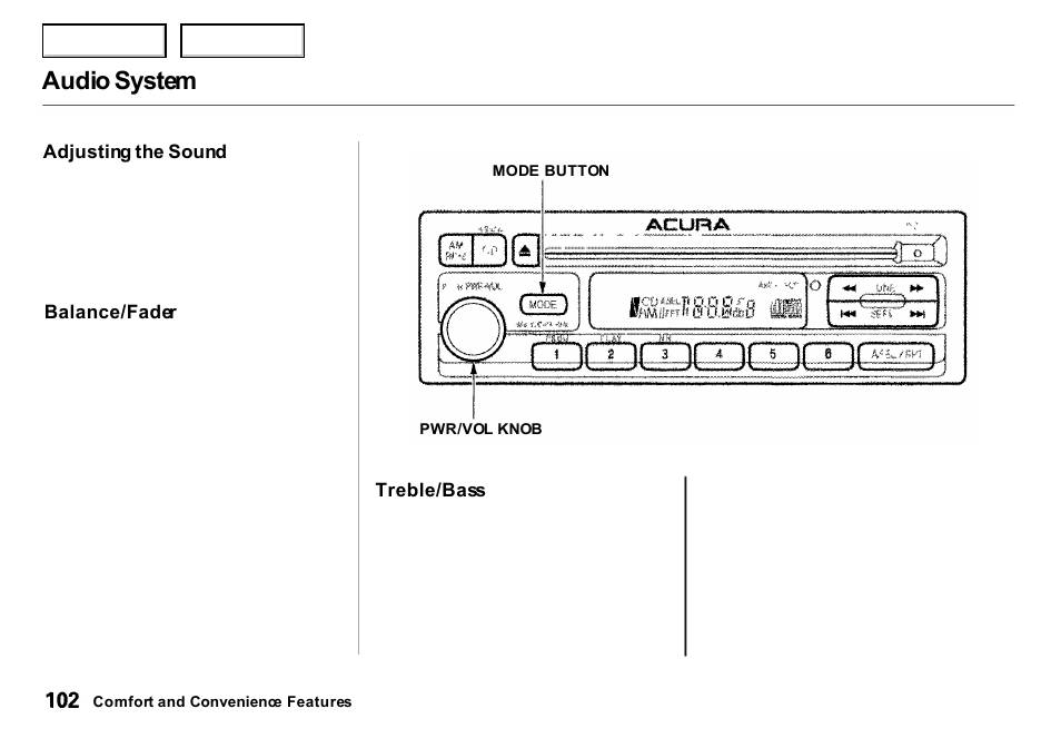 Audio system | Acura 2000 Integra Sedan - Owner's Manual User Manual | Page 105 / 273