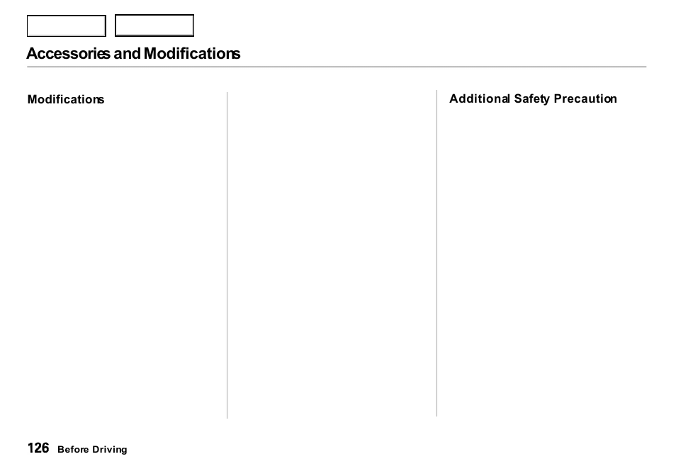 Accessories and modifications | Acura 2000 Integra Sedan - Owner's Manual User Manual | Page 129 / 273