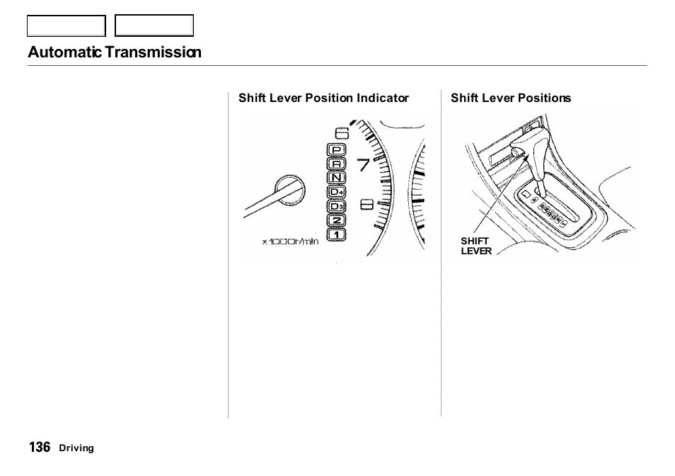 Automatic transmission | Acura 2000 Integra Sedan - Owner's Manual User Manual | Page 139 / 273