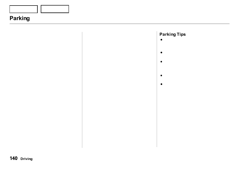 Parking | Acura 2000 Integra Sedan - Owner's Manual User Manual | Page 143 / 273