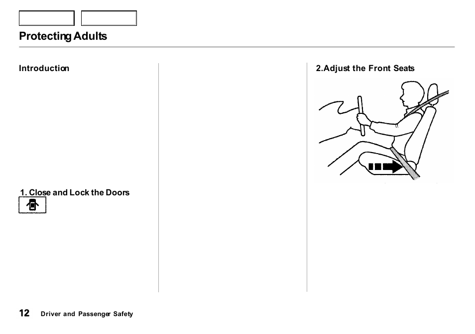 Protecting adults | Acura 2000 Integra Sedan - Owner's Manual User Manual | Page 15 / 273
